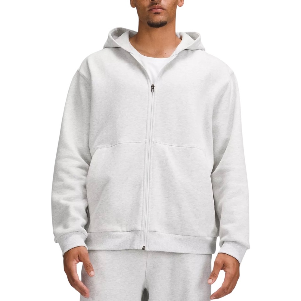 Lululemon Steady State Full-Zip Hoodie Light Grey Cotton Fleece Sz XL NWT